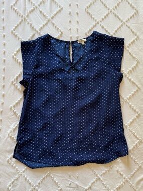 Lily White Navy Polka Dot Cap Sleeve Blouse